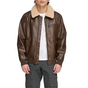 Levi's Brown Bomber Jacket with Shearling Collar
